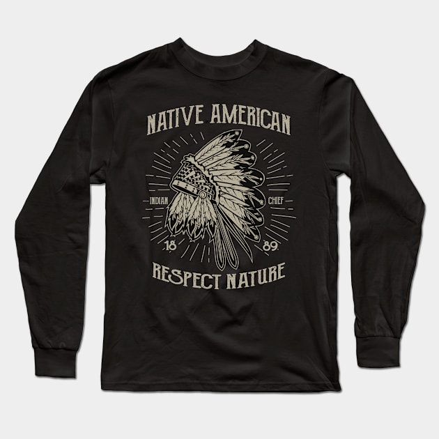 Native American Long Sleeve T-Shirt by PaunLiviu